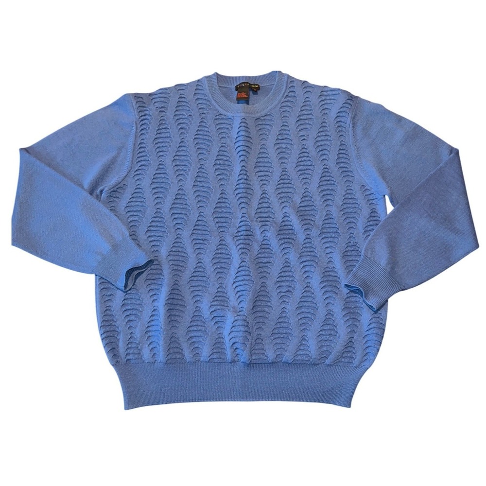 Vintage Tulliano Men's Blue Wool Blend‎ Textured Sweater Crew Neck Size M